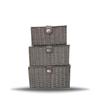 ARPAN Set of 3 Resin Woven Utility Storage Basket Box With Lid & Lock (Grey) view 4