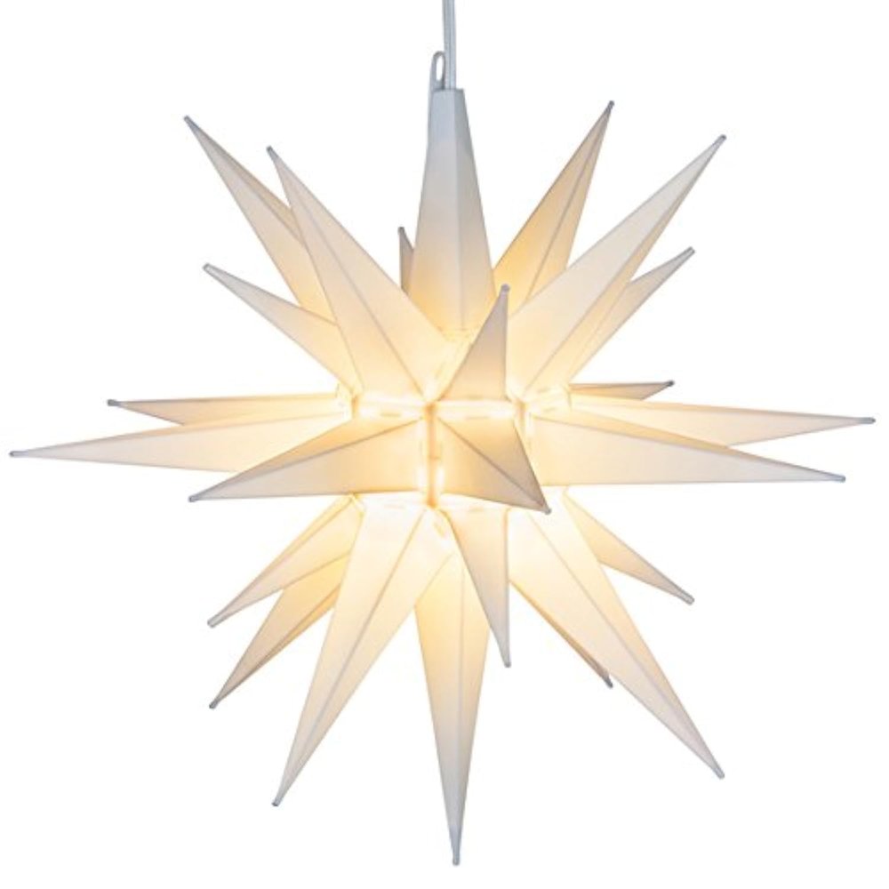 Elf Logic 14 Bright White LED Moravian Star Tree Topper - Hanging Outdoor/Indoor Christmas Tree Star Topper Light - Use as Holiday Decoration, Porch Light, Wedding and Ballroom Venue Decor