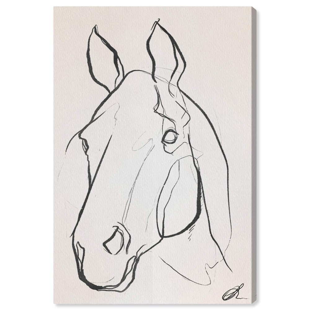 Wynwood Studio Animals Wall Art Canvas Prints 'Stallion Sketch III' Home Dcor, 16" x 24", Black, White