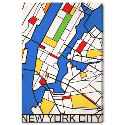 Wynwood Studio Flags Wall Art Canvas Prints 'New York Solid Color Map' Home Dcor, 16" x 24", Blue, White