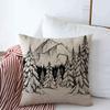 Staroapr Throw Pillows Cover 18 x 18 Inches Drawing Winter Forest Sketch Black White Nature Mountain Parks Pine Tree Snowy Hiking Snow Wood Scene Cushion Case Cotton Linen for Fall Home Decor view 1