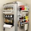 Foldable Refrigerator Organizer 4 Tier Magnetic Fridge Spice Rack Paper Towel Holder Multi-purpose Kitchen Storage Shelf Rustproof Spice Jars Holder, Black view 2