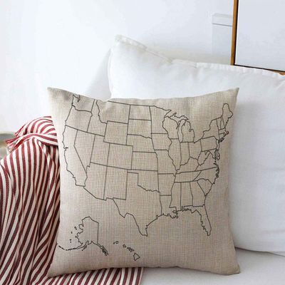 Throw Pillows Cover 18 x 18 Inches State Blank Isolated Us Outline Map Alaska USA Atlas Education United Drawing Line White Simple Black Cushion Case Cotton Linen for Fall Home Decor
