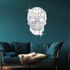 The Geeky Days Skull Head Halloween DIY Horror Wall Art Acrylic Mirror Wall Sticker Geometric Grim Skeleton Head Skull Removable Mural Decals (Silver) view 3