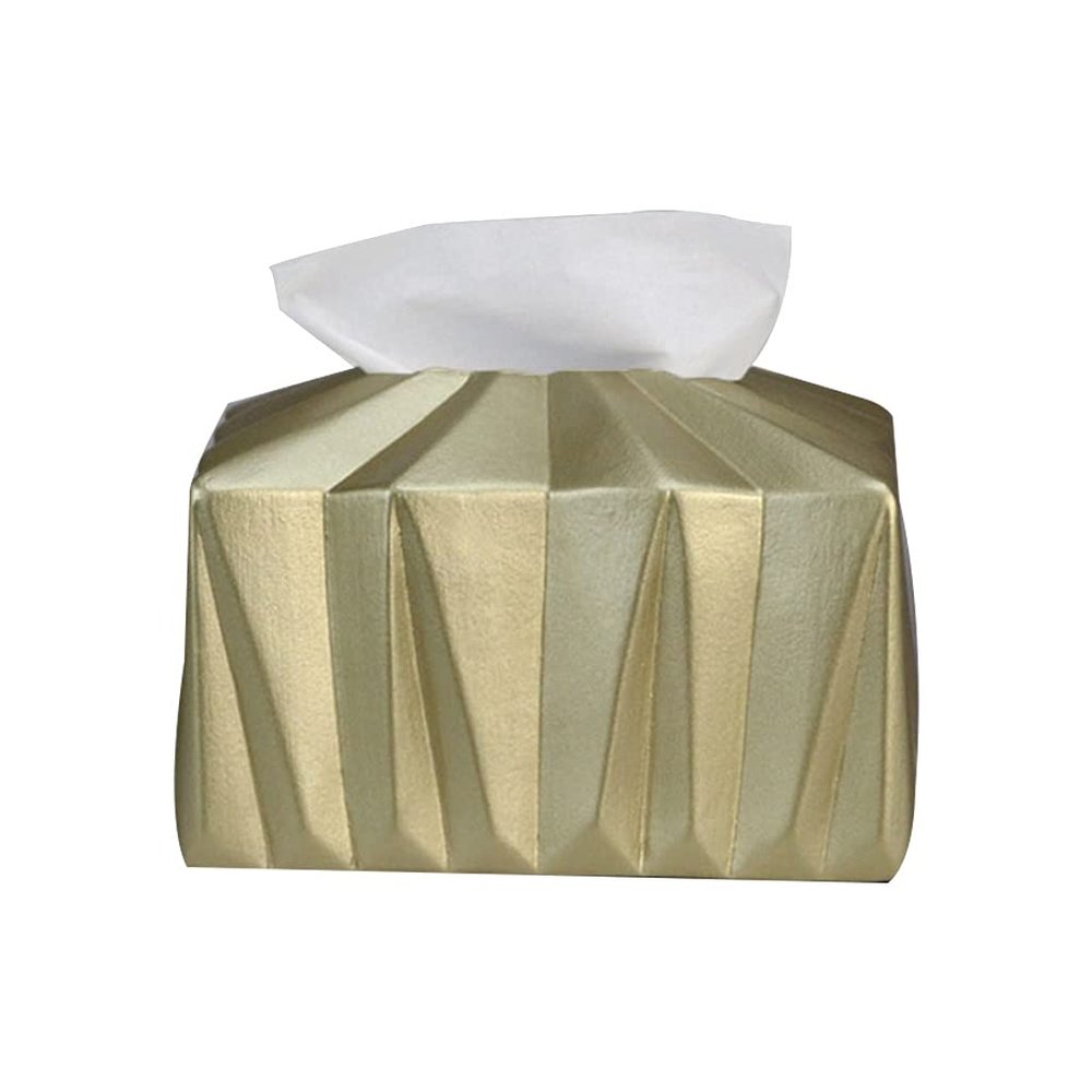 Rectangular Tissue Box Cover, Dispenser, Tissue Box, Creative Simple Waterproof Home Hotel Living Room Coffee Table Tissue Box (Color : Gold)