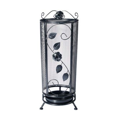 GUOYANHOME Umbrella Rackss Vintage Umbrella Stand, Wrought Iron Decorative Umbrella Box, Hotel/Cafe/Bookstore/Cane/Party Multi-Function Storage Rack, 3 Colors, 24X60CM (Color : Black)