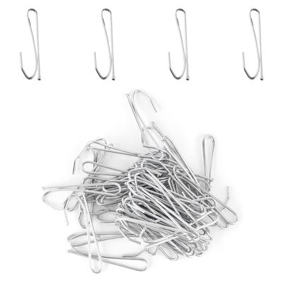 MroMax 80PCS Curtain Hooks 2.48" x 0.79" (LxW) Metal Pin-On Drapery Hooks Suitable for Window Curtain, Door Curtain and Shower Curtain, Silver Tone