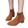 Gibobby Ankle Booties for Women Chunky Heel Women's Buckle Side Cut Out Chunky Stacked Heel Ankle Bootie Yellow view 1