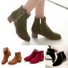 Gibobby Ankle Booties for Women Chunky Heel Women's Buckle Side Cut Out Chunky Stacked Heel Ankle Bootie Yellow view 4