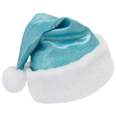 SeasonsTrading Sparkly Light Blue Santa Hat - Teen Adult Christmas Costume Party