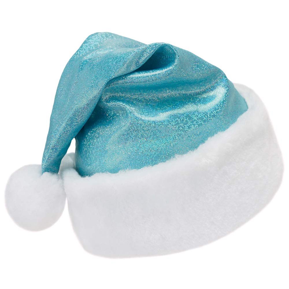 SeasonsTrading Sparkly Light Blue Santa Hat - Teen Adult Christmas Costume Party