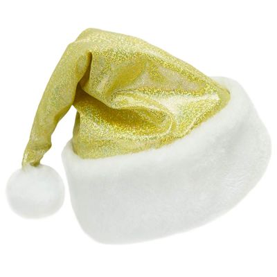 SeasonsTrading Sparkly Yellow Santa Hat - Fun Child Teen Adult Christmas Costume