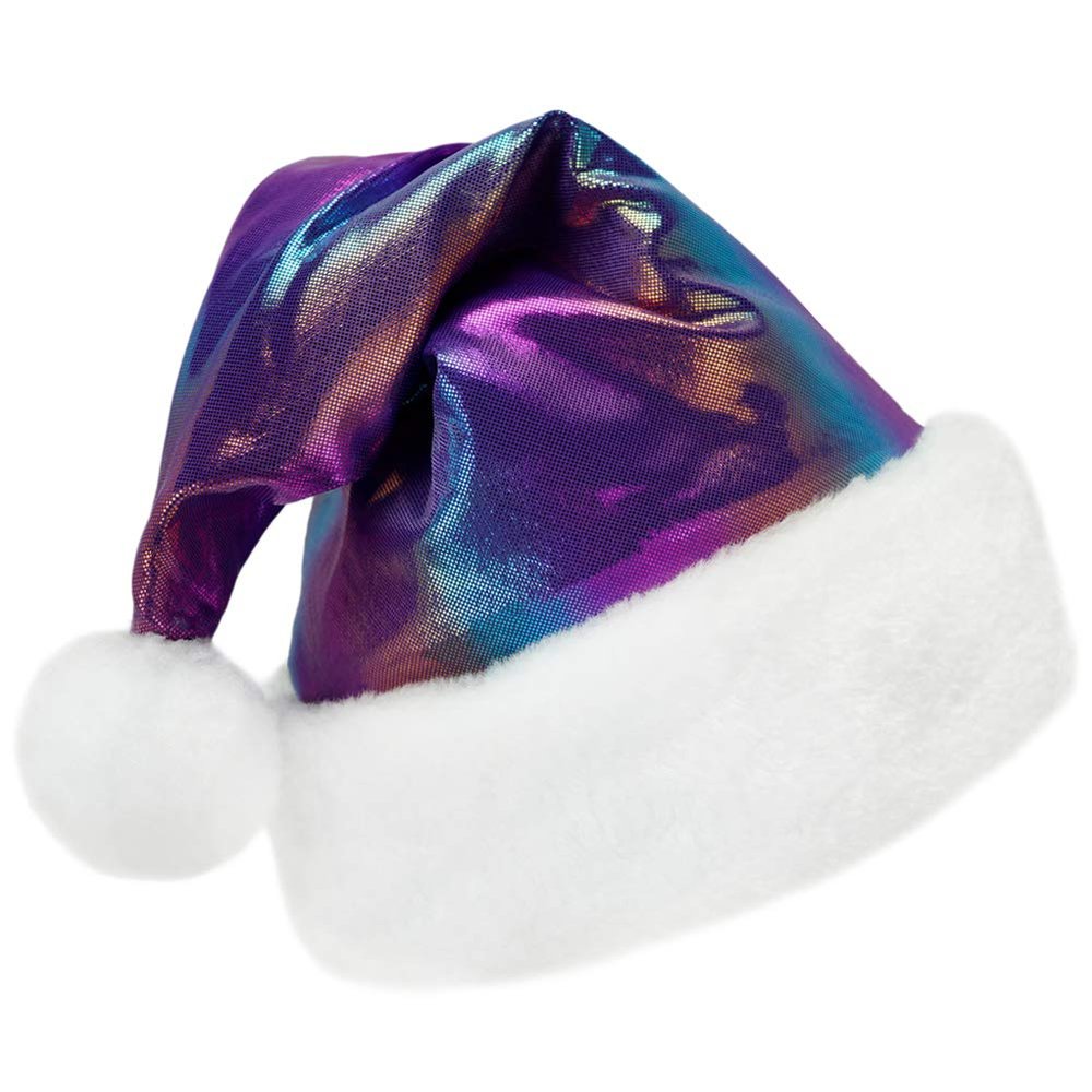 SeasonsTrading Metallic Rainbow Santa Hat - Teen Adult Christmas Costume Party