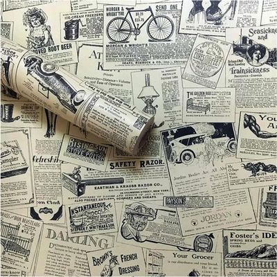 Lependor Removable Self Adhesive Printed Stick Wall Paper Peel and Stick Decorative Shelf Drawer Liner Roll- 17.71" X 393" (17.71" X 32.8 ft, Newspaper)