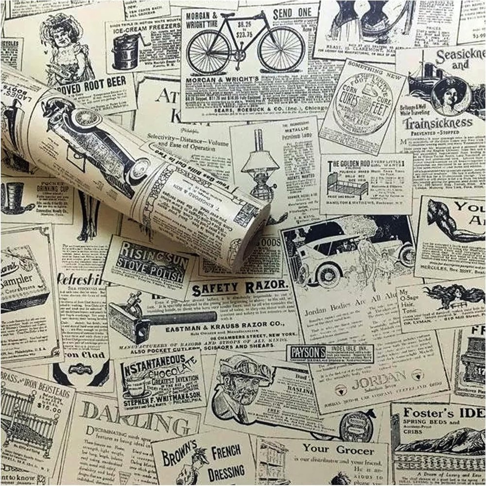 Lependor Removable Self Adhesive Printed Stick Wall Paper Peel and Stick Decorative Shelf Drawer Liner Roll- 17.71" X 393" (17.71" X 32.8 ft, Newspaper)