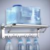 HOONEX Foldable Towel Rack for Bathroom Wall Mounted, 24 Inch Towel Shelf with Towel Hooks and Adjustable Towel Bar, 304 Stainless Towel Holder, Polished Silver view 2