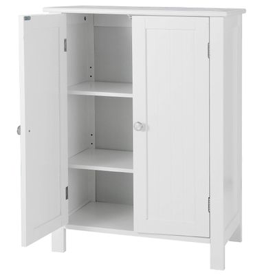 LEMY Bathroom Floor Cabinet with Double Door and Adjustable Shelf Storage Cabinet for Bathroom, Living Room, Bedroom or Kitchen, White