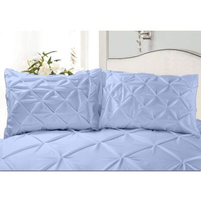 Saferay Green Light Blue Pinch Pleated Pintuck Pillow Shams Set of 2pc Hotel Luxury 800 TC Organic Cotton Cushion Cover King Size 20x36 Super Soft Decorative Pillow Cover Solid Pillow Sham