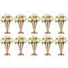 10 Pcs Tabletop Metal Wedding Flower Trumpet Vase, 9.8 inch Table Decorative Centerpiece Artificial Flower Arrangements for Anniversary Ceremony Party Birthday Event Aisle Home Decoration, Gold view 1