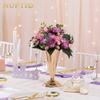 10 Pcs Tabletop Metal Wedding Flower Trumpet Vase, 9.8 inch Table Decorative Centerpiece Artificial Flower Arrangements for Anniversary Ceremony Party Birthday Event Aisle Home Decoration, Gold view 2