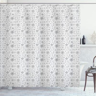 Ambesonne Nordic Shower Curtain, Viking Runes and Talismans Scandinavian Symbols with The Futhark Alphabet, Cloth Fabric Bathroom Decor Set with Hooks, 69" W x 84" L, Dark Grey and White