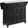 Crosley Furniture Cambridge Stone Top Rolling Kitchen Island Storage Cart, Microwave Stand, Spice Rack, Black view 1