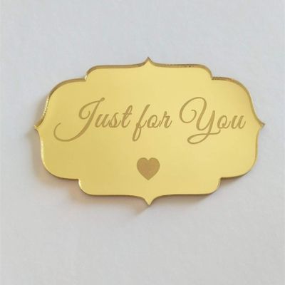 20PCS Just for You Acrylic Mirror Tag, Wedding Chocolate Bars Favors Label,Thanksgiving Day Acrylic Mirror Chocolate Plaque, Baby Shower Favors, Mirror Tags (Gold, 2.5")