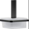 Emco Loft Toilet Brush Set, Toilet Brush with Aluminium Holder and Handle and Crystal Glass Container, Toilet Brush for Wall Mounting, Matte Black Satin Finish view 1