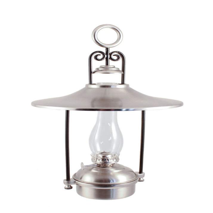 Vermont Lanterns Hanging Oil Lamp - Brass Dorset 14" w/Shade (Pewter)