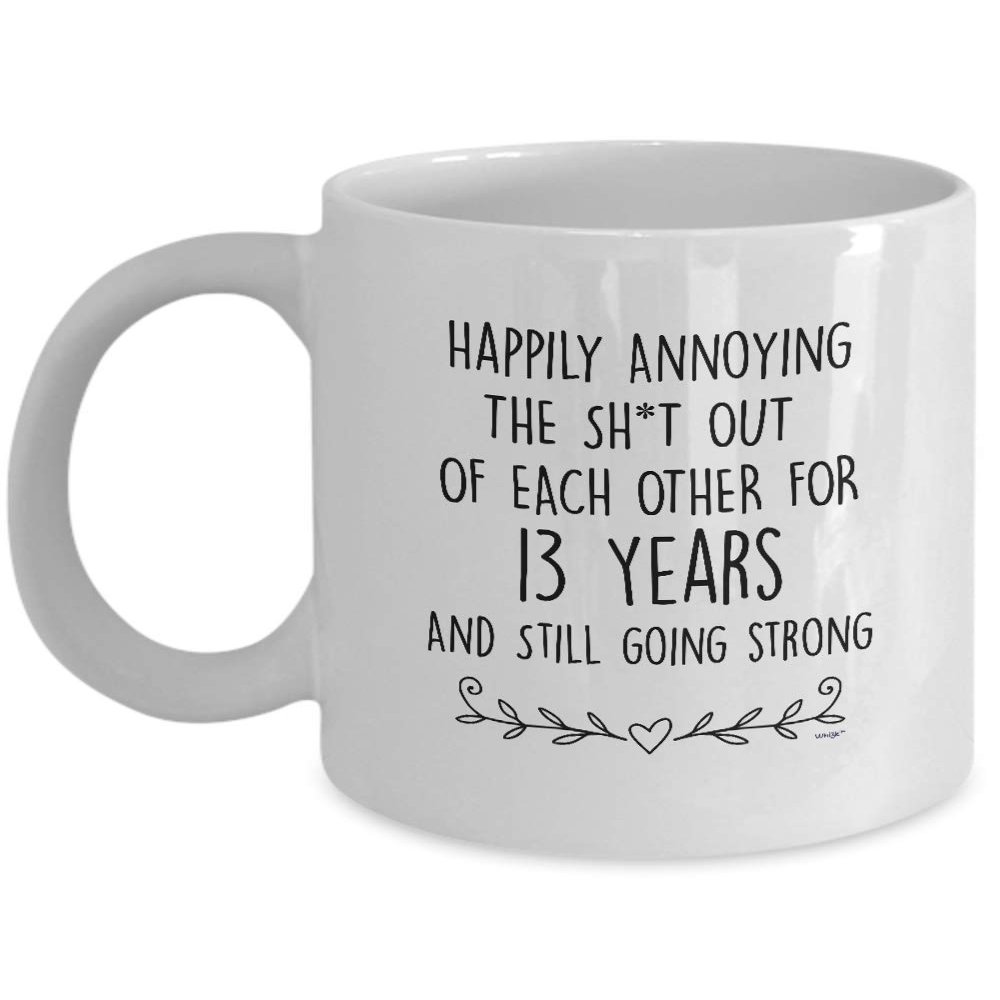 13th Anniversary Mug 13 Year Gifts For Men Women - Thirteen Happy Thirteenth Yr Lace For Her Him Wedding Couple Husband Wife Boyfriend Girlfriend - Funny Coffee Tea Cup Whizk M1V0013