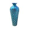 DecorShore Mosaic 20 Inch Decorative Tall Floor Vase, for Home Decor Geometric Pattern Metal Vase with Glass Mosaic- Blue and Turquoise Tessellation Pattern view 1