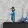 DecorShore Mosaic 20 Inch Decorative Tall Floor Vase, for Home Decor Geometric Pattern Metal Vase with Glass Mosaic- Blue and Turquoise Tessellation Pattern view 2