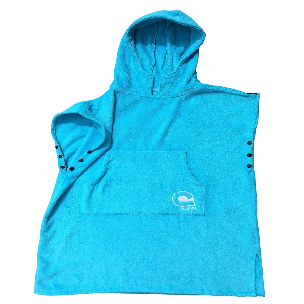 Kids Hooded Towel Swimming Robe Surf Beach Poncho in Microfiber w Adjustable Sleeves (Choose Color) (Aqua, Child)