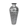 DecorShore 20 Inch Decorative Tall Mosaic Floor Vase, Accent Design for Home Decor Geometric Designer Pattern with Glass Mosaic- Elegant Silver & Black Tessellation Pattern view 1