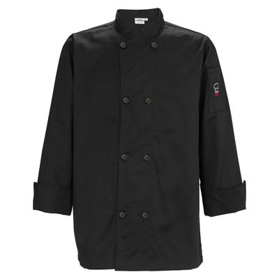 Winco Men's Tapered Fit Chef Jacket, 2XL, Black