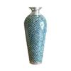 Floor Vase, Mosaic Vase, Decorative Metal Mosaic Piece Vase in Geometric Pattern Wavy Shape with Glass- Marbled Teal & Silver view 1