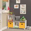 RiverRidge Book Nook Collection Kids Reading Nook and White Cubby Storage Bench With Yellow Bins Toy Storage with Comfy Cushioned Seat And Cubbies Toy Organizer Book Nook Storage Bench view 2