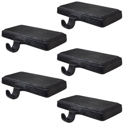 Lulu Decor Black Christmas Stocking Holders for Mantle Set of 5 - Heavy Cast Iron Weighted Strong & Sturdy Low Profile Flat Base Stocking Hooks, Simple Design for Mantle Decor Weighs 2 lbs 10 oz Each