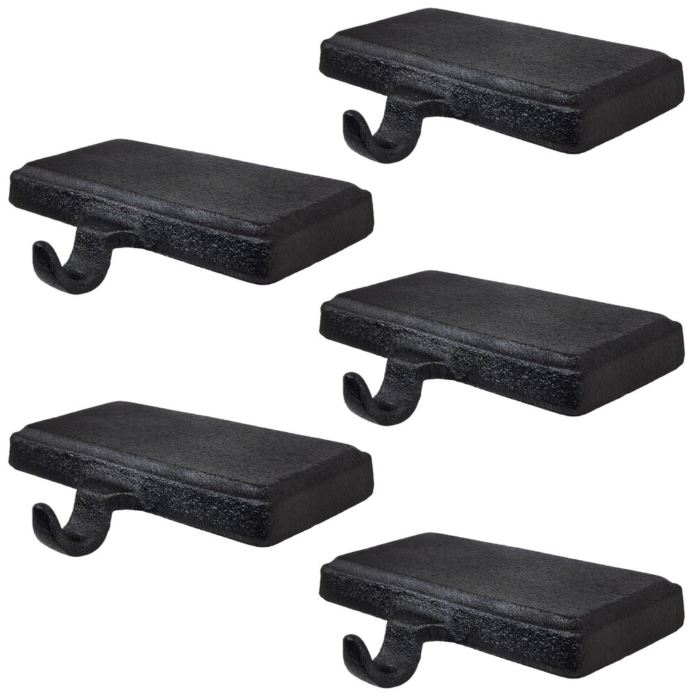 Lulu Decor Black Christmas Stocking Holders for Mantle Set of 5 - Heavy Cast Iron Weighted Strong & Sturdy Low Profile Flat Base Stocking Hooks, Simple Design for Mantle Decor Weighs 2 lbs 10 oz Each
