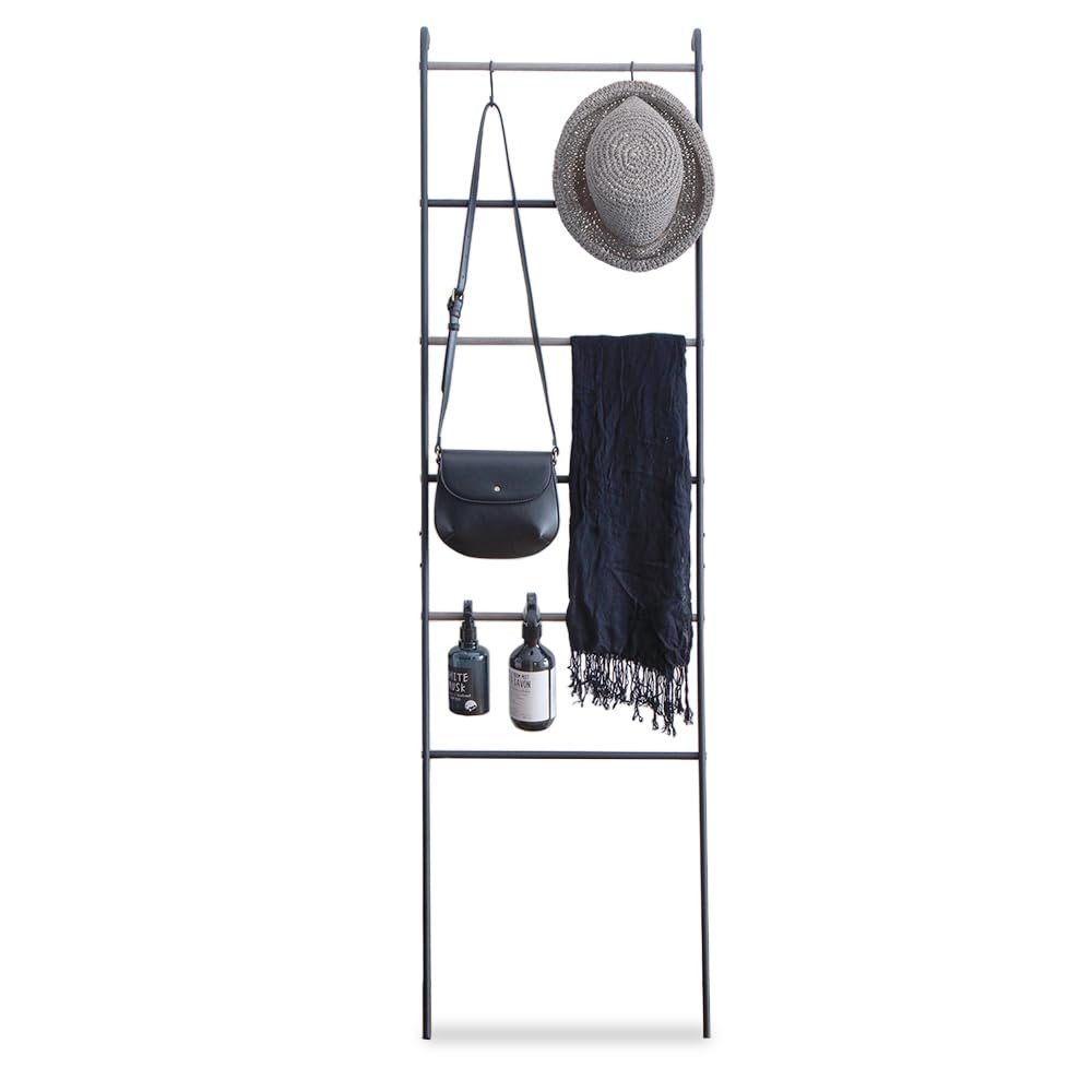Iris Ohyama PI-L160 Hanger Rack, Slim Type, Matte Black, S-Shaped Hook, Load Capacity 11.0 lbs (5 kg), Width 17.7 x Depth 5.4 x Height 63.8 inches (45 x 13.8 x 161 cm), Style Hanger