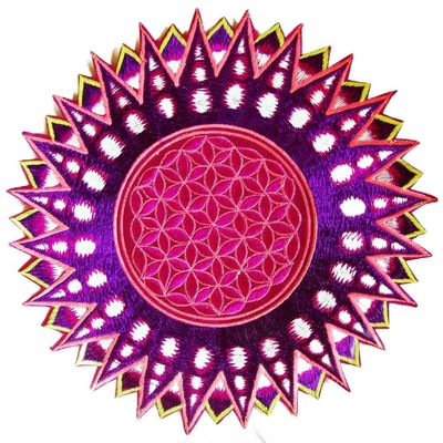 ImZauberwald Flower of Life sacred geometry embroidery ~7inch purple star yantra