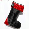 Black High Heel Christmas Stocking with Embroidery Name Tag, Gothic Halloween Stockings For Women, Personalized Holiday Stockings view 3