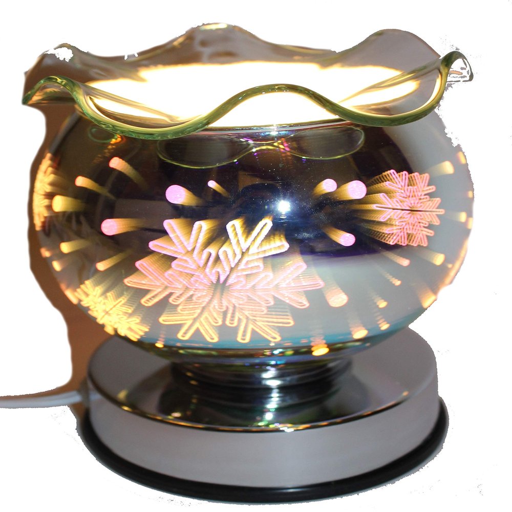 3D Snowflakes Touch Lamp - Globe Shape, Beautiful Design, Oil Warmer in Multicolors Color (Silver)
