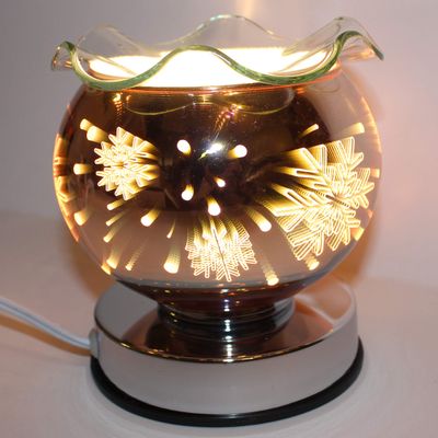 3D Snowflakes Touch Lamp - Globe Shape, Beautiful Design, Oil Warmer in Multicolors Color (Rose Gold)