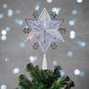 10" Lighted Silver Snowflake Christmas Tree Topper - Blue Lights view 2