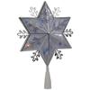 10" Lighted Silver Snowflake Christmas Tree Topper - Blue Lights view 4