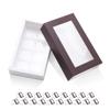 BAKIPACK 20 Truffle Box, Chocolate Box Packaging, Candy Boxes with 8-Piece Plastics Tray (Tray Size with 5.75x2.75 Inches), Pull Out Packing with Clear Window Sleeves, Dark Brown view 1