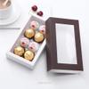 BAKIPACK 20 Truffle Box, Chocolate Box Packaging, Candy Boxes with 8-Piece Plastics Tray (Tray Size with 5.75x2.75 Inches), Pull Out Packing with Clear Window Sleeves, Dark Brown view 2