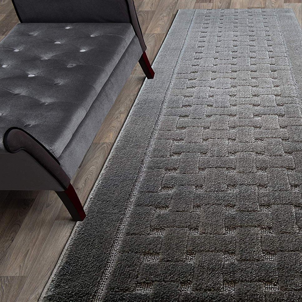 21 FT Long Non Slip Washable Carpet Runner Rug with Rubber Backing, Custom Floor Mat for Kitchen Hallway Stairs Bedroom Bathroom Entry, Anthracite Grey, Your Choice of Length