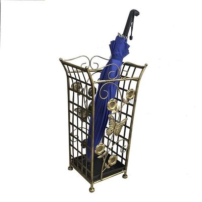 GUOYANHOME Umbrella Rackss Metal Umbrella Stand, Retro Pattern Umbrella Bucket, Cue Stick Shaft Cane Interior Decoration Storage Rack, 4 Colors, 22X22X52CM (Color : Bronze)